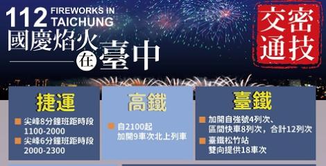 台中國慶焰火首日交通順暢　交通局籲市民多利用「免費接駁2+2」