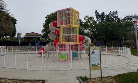 山城最高溜滑梯！　中市新社復盛公園櫻花遊戲場啟用