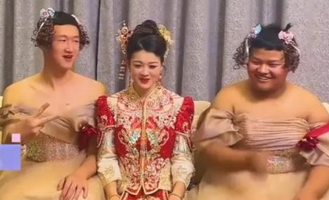 新娘叫兩個弟弟「穿伴娘服」＋跳科目三　網笑：沒有違和感