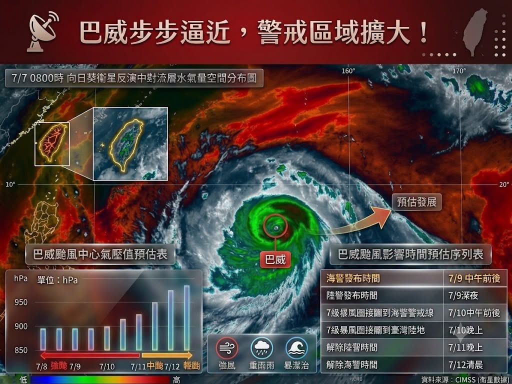 超肥強颱巴威步步逼近　警戒區域擴大！
